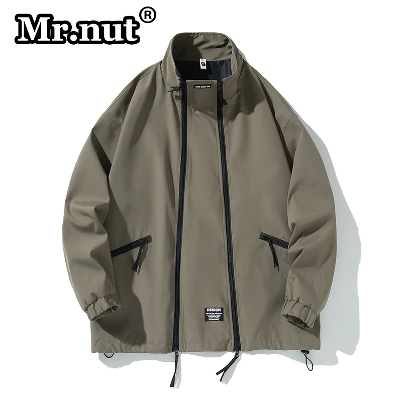 Mr.nut Fashion Trend Jacket Men\'s New Double Zipper Windproof Jackets Spring Autumn Loose Outdoors Tops Casual Unisex Overcoat