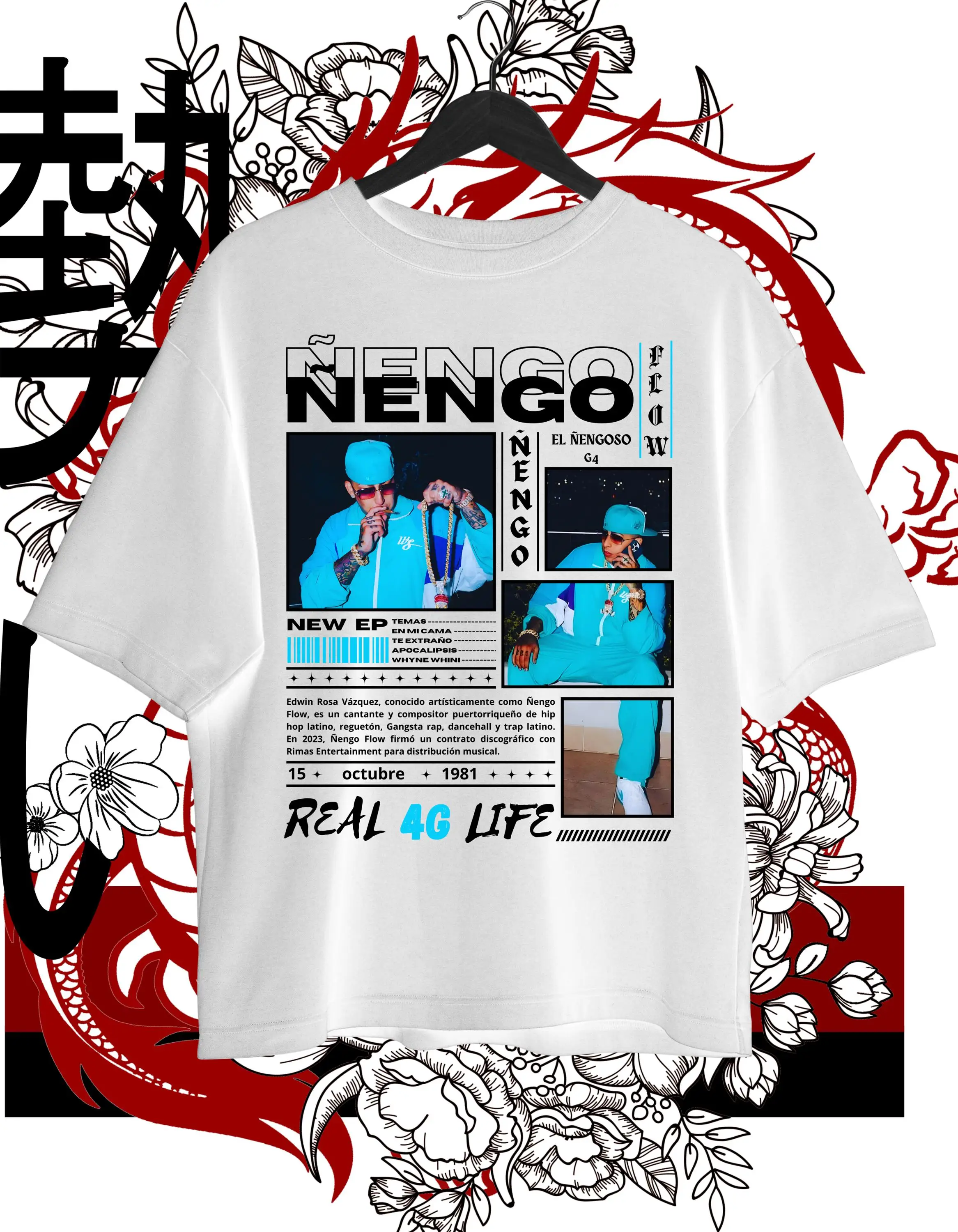 2025-26 الصيف Ñengo تدفق 100% القطن تي شيرت مطبوع قميص قصير الأكمام للجنسين الرجال النساء الرجال الأسود طاقم الرقبة قصيرة الأكمام