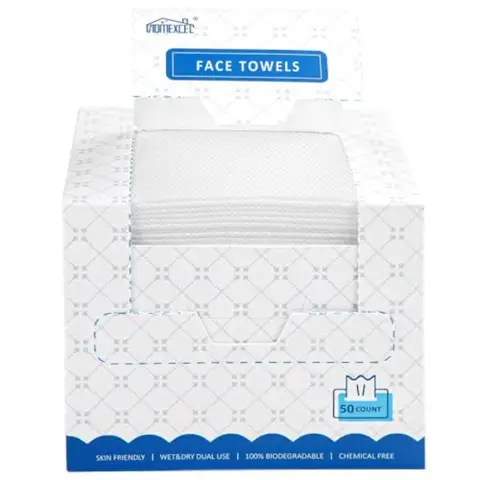 Face Towels, Disposable Face Towelette Ultra Soft and Absorbent Biodegradable Makeup Remover Dry Wipes, Clean Facial Wash Cloth