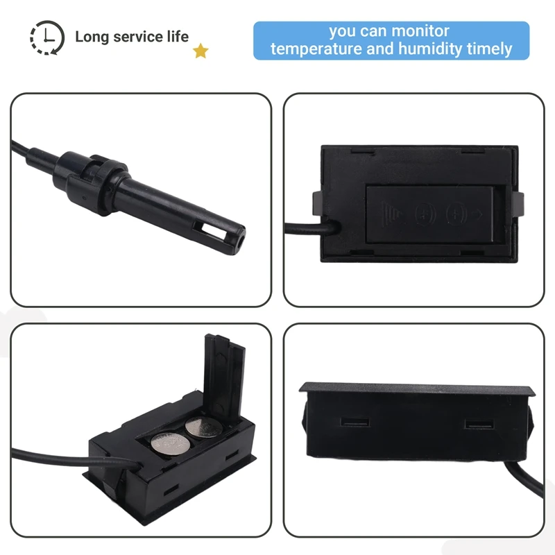 ABDE-Digital Thermometer Hygrometer With Probe Indoor Temperature Humidity Meter Hygrometer Gauge For Incubator Reptile Plant