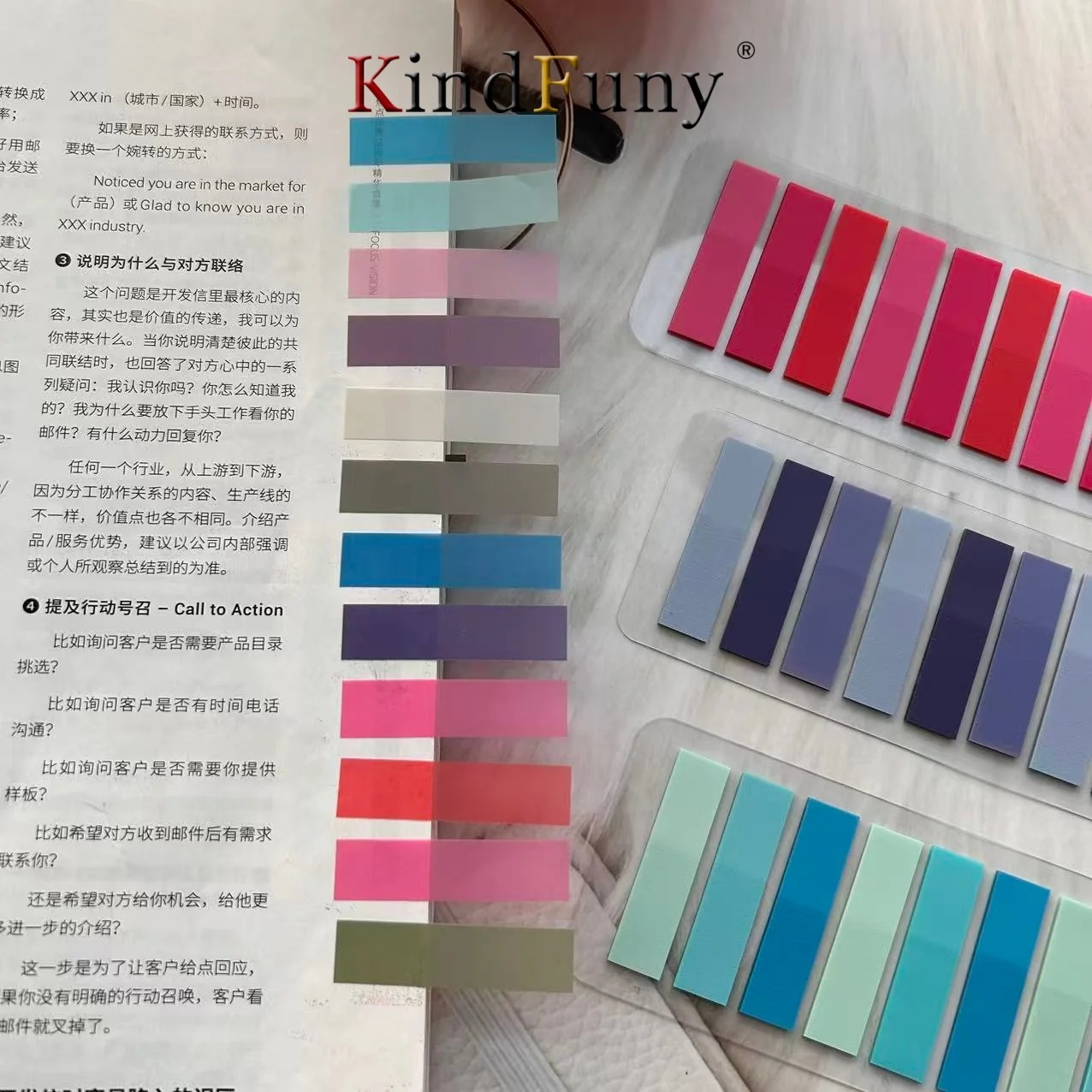 8-packs transparante kleurrijke memoblokken zelfklevende notitie creatieve index kantoor schoolbenodigdheden