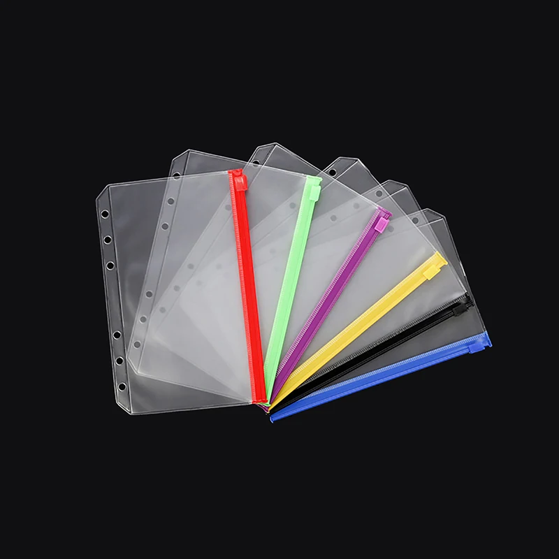 1/6PCS A6 Waterdichte PVC Cash Budget Enveloppen Rits Bindmiddel Zakjes 6-Hole Bindmiddel Zakken voor Notebook Planner Reis Bindmiddelen