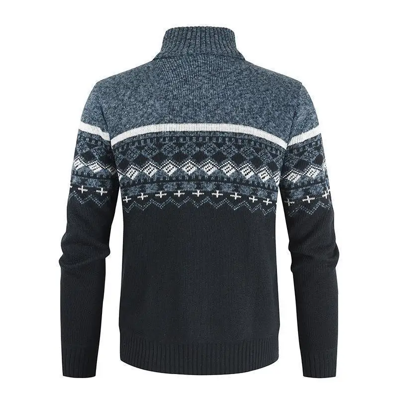 2025 cardigan lavorato a maglia abbinato ai colori con colletto rialzato autunno e inverno da uomo, maglione