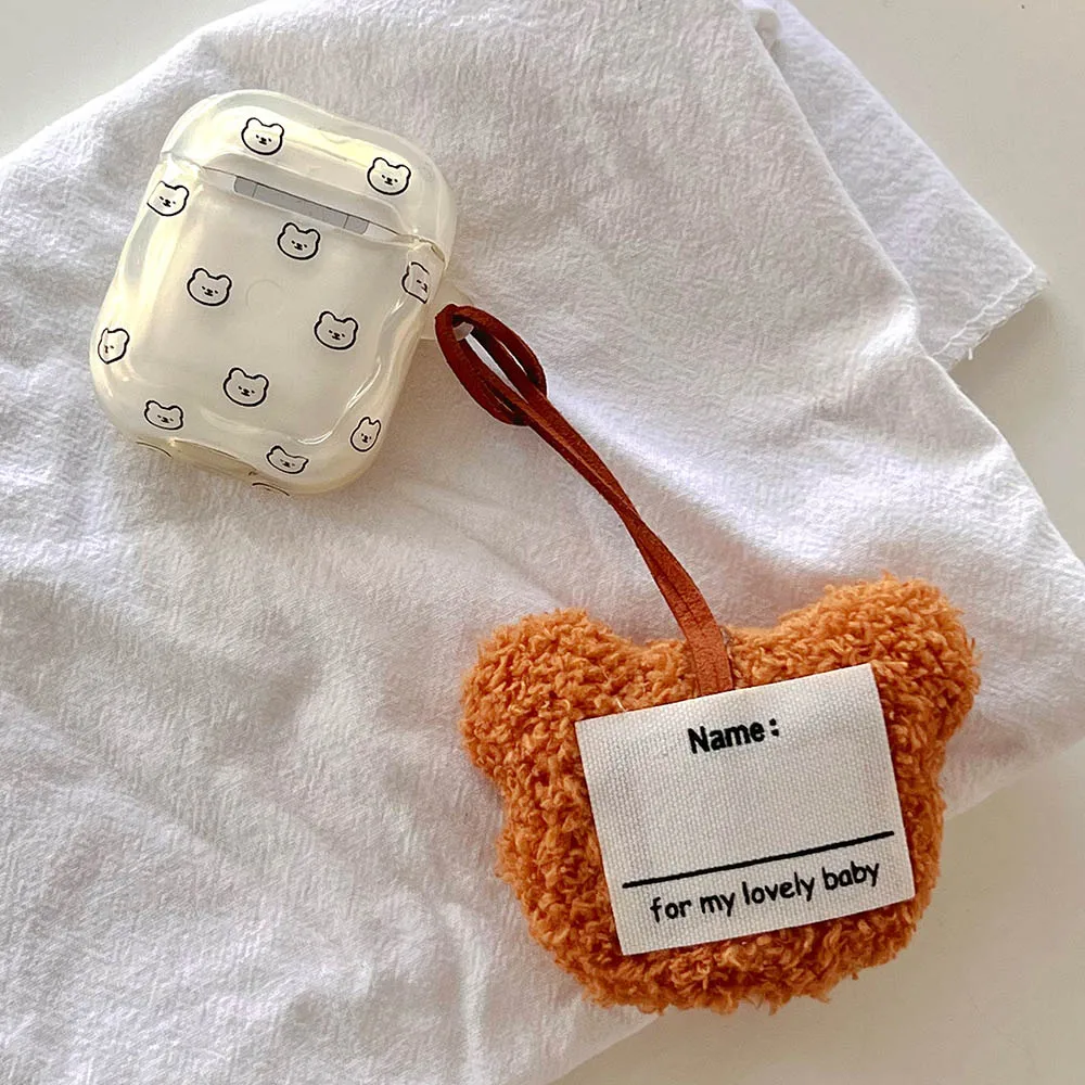 Простые прозрачные наушники с милым медведем для Apple Airpods Air pods Pro 2 1 3, корейский плюшевый медведь, подвеска для наушников