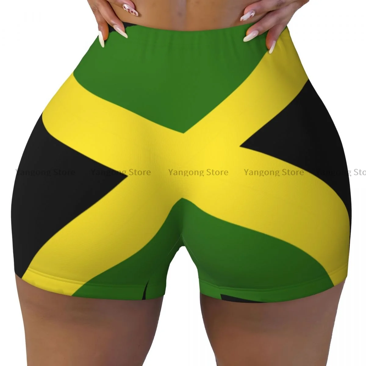 

Spandex Yoga Shorts for Women Flag Of Jamaica Workout Booty Shorts