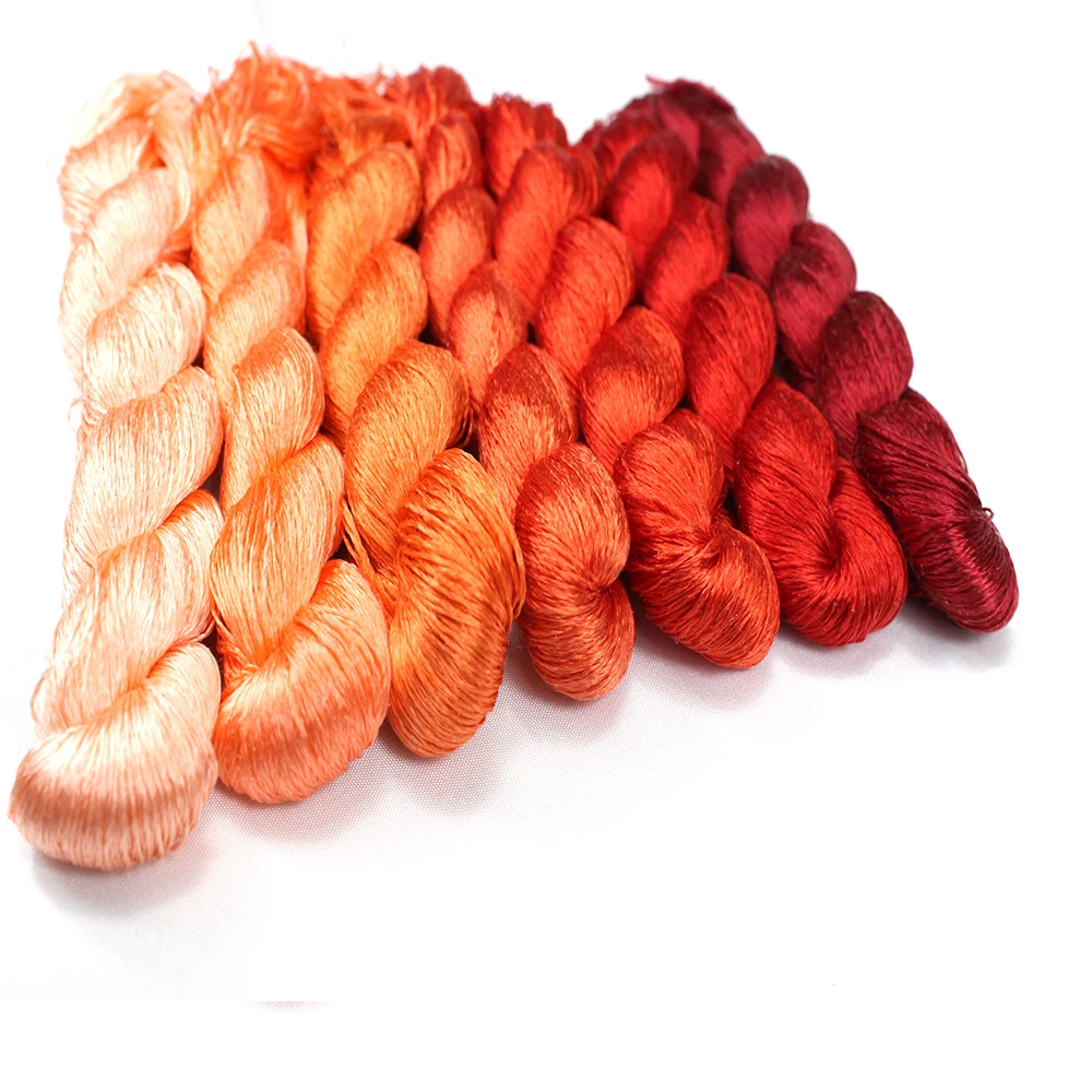 1 pz 100% filo di seta ricamo a mano ricamo punto croce serie arancione 400m seta ricamo thread7 colori puri