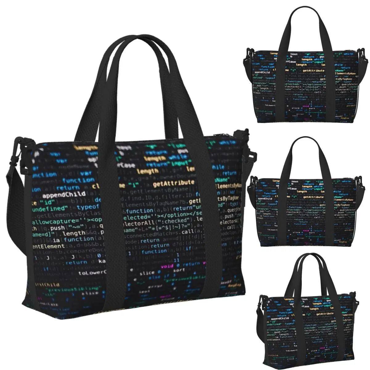 

Custom Software Developer Programming Code Beach Travel Bag Tote Bags for Gym Yoga Women Shopping Duffle Shoulder Bag