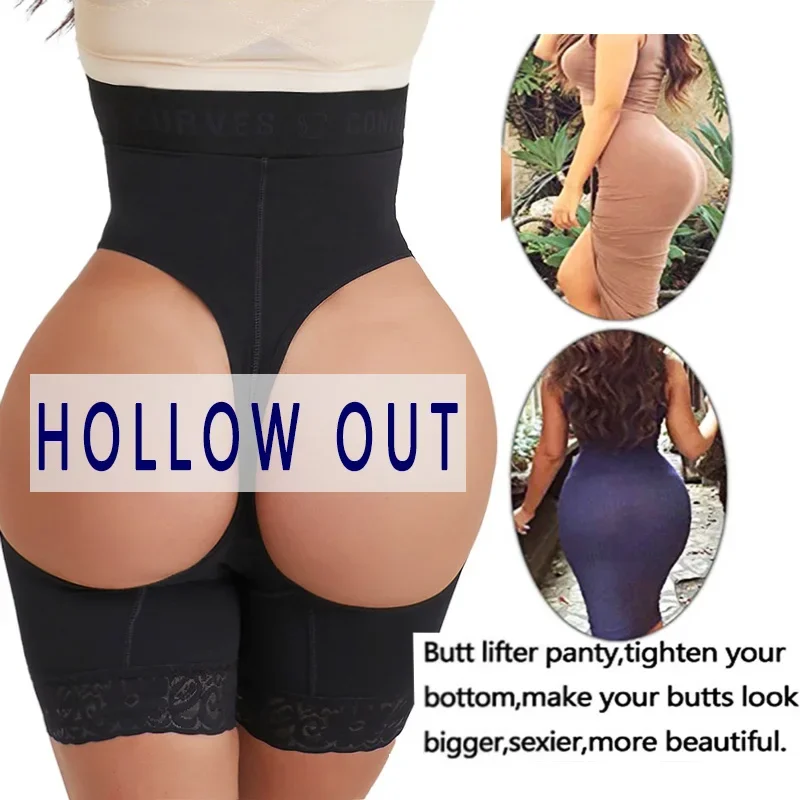 GUUDIA Zipper Hook Closure Hollow Out No-slip Strip Lace Elastic Rubber Band Tummy Control Butt Lifter Women Body Shaper Panties