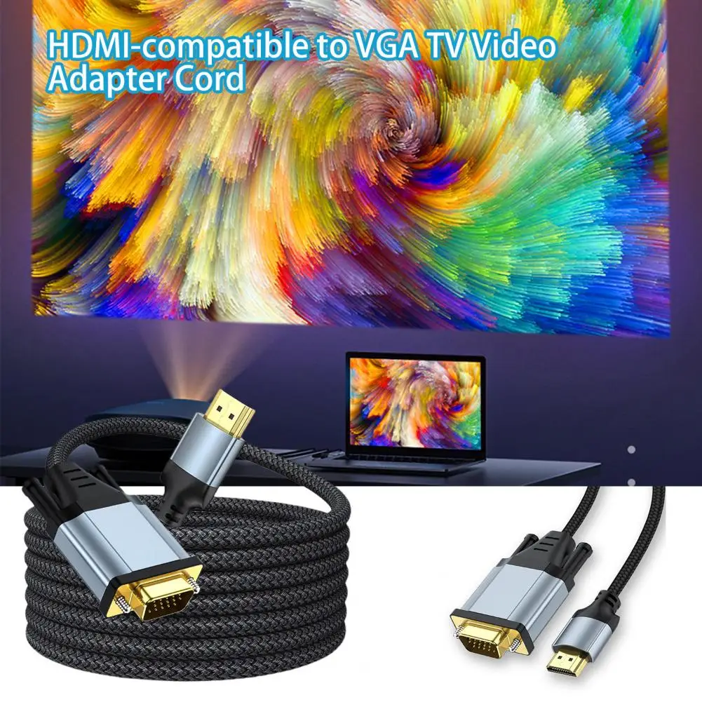 Video Converter Cable  Wear-resistant   Video Adapter Cord HDMI-compatible to VGA Home Theater Video Adapter Converter