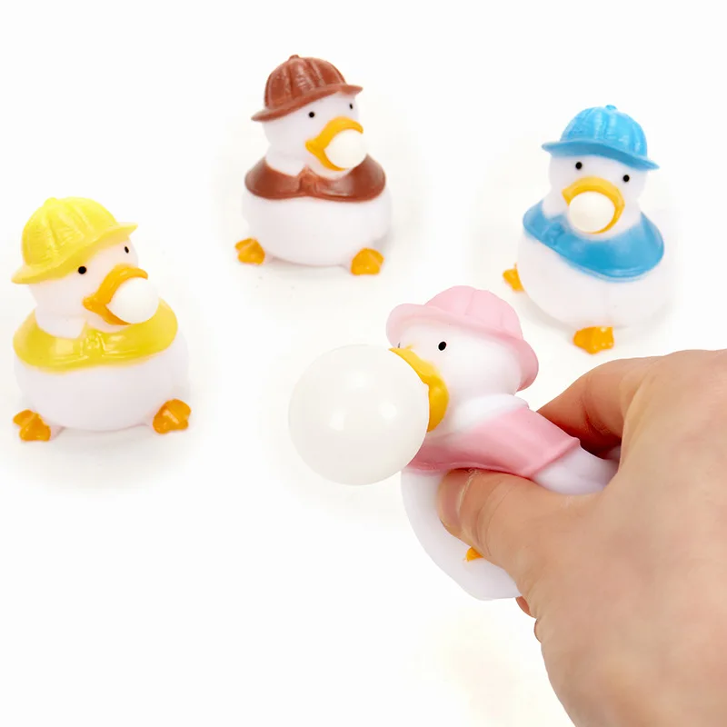 Fuuny Duck Squeeze Toys Kids Animals Decompression Blowing Bubbles Toys Children Sensory Fidget Stress Relief Balls Gifts