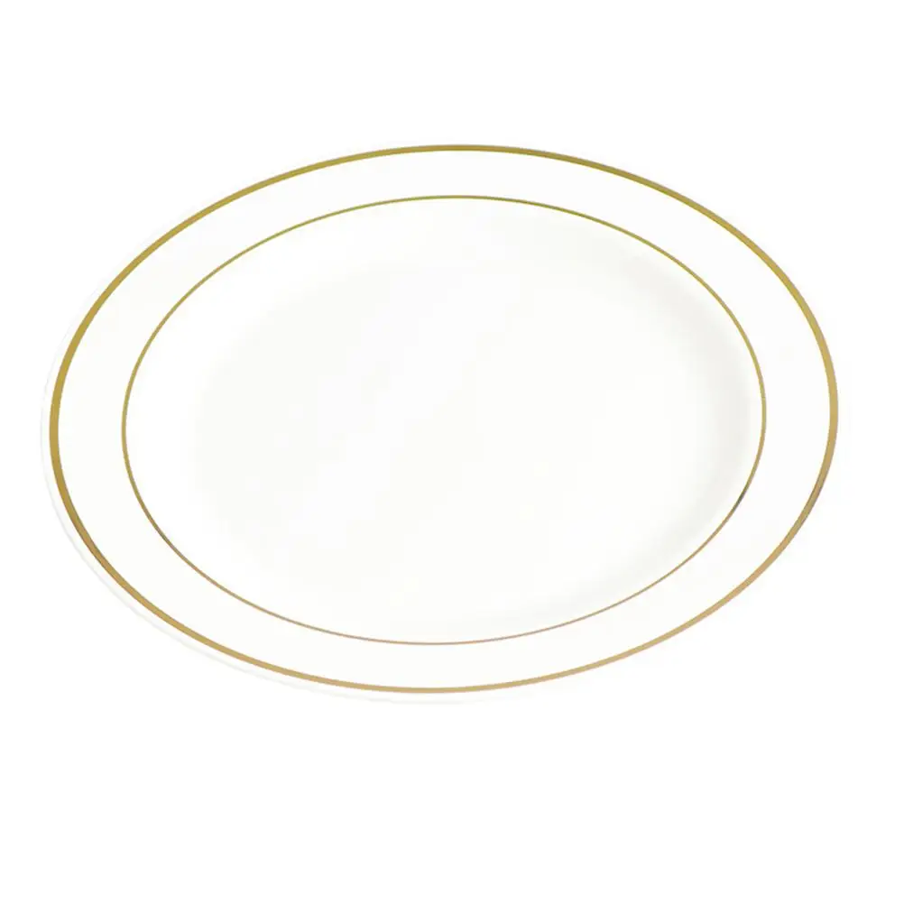 50Pcs Plastic Dinner Plates Silver and Gold Rim 25pcs 6 Inch Dinner Plates and 25pcs 9 Inch Salad Plates for party 