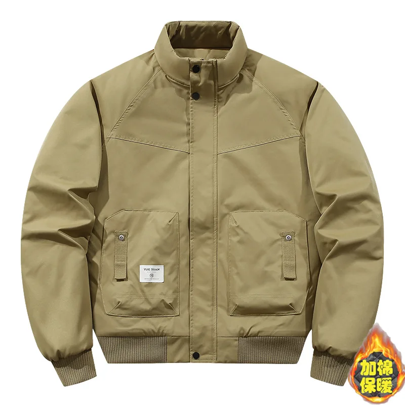 Thickened Cotton-Padded Jacket for Young Men Trendy Autumn Winter Warm Casual Outerwear for Men