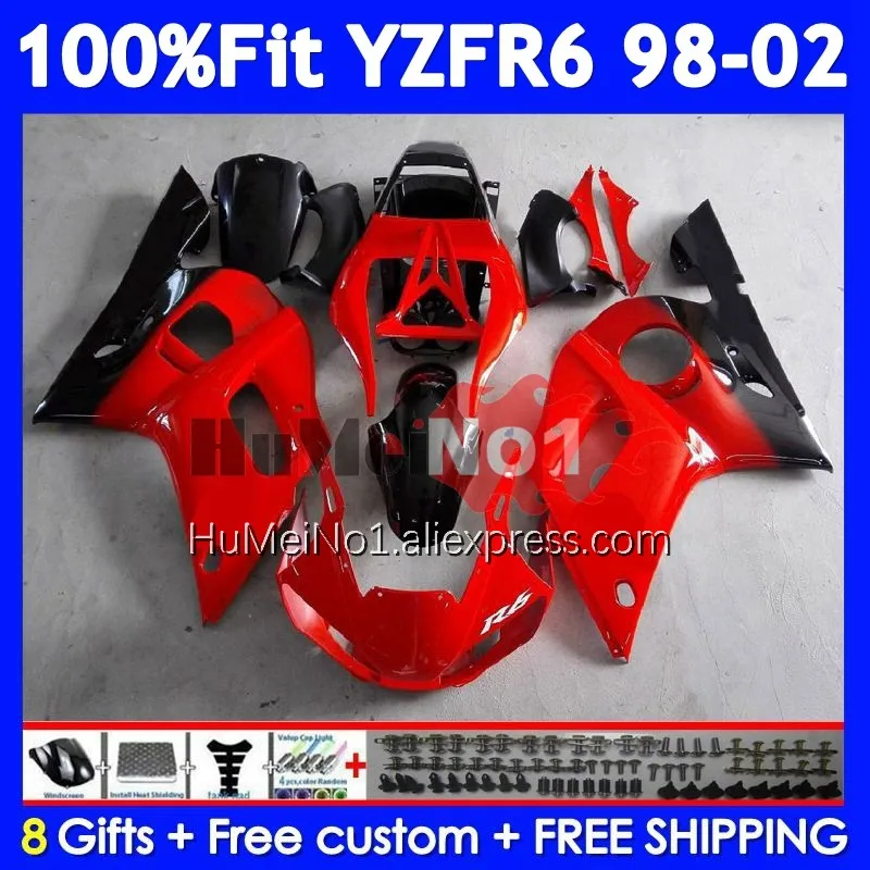 OEM Body For YAMAHA YZF-R6 YZF R6 R 6 YZF600 Red black 355No.18 YZFR6 98 99 00 01 02 YZF-600 1998 1999 2000 2001 2002 Fairing