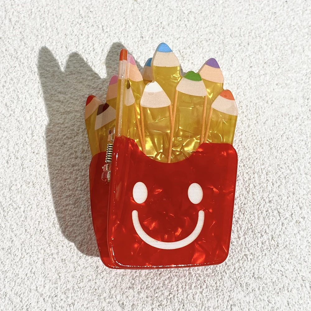 

Креативные акриловые красочные карандаши в форме акулы, заколка для волос с когтями, женские праздничные подарки для девочек, модные геометрические аксессуары для волос