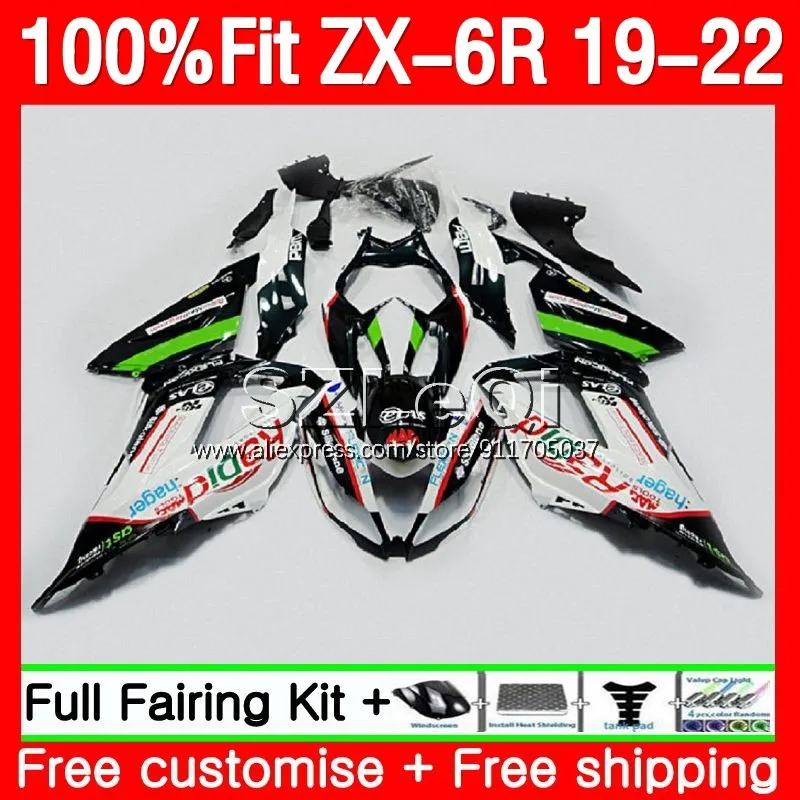 Body For KAWASAKI NINJA ZX 6R 636 6 R ZX636 ZX6R White green 19 20 21 22 102No.17 ZX-6R ZX-636 2019 2020 2021 2022 2023 Fairing