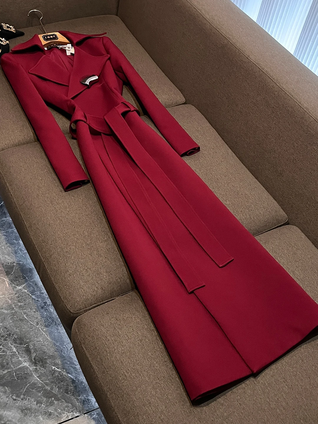 

Simple Pure Color Commute Suit Jacket Women's Dress Z197 Elegant Slimming Long Sleeve Windproof Double Breasted Coat