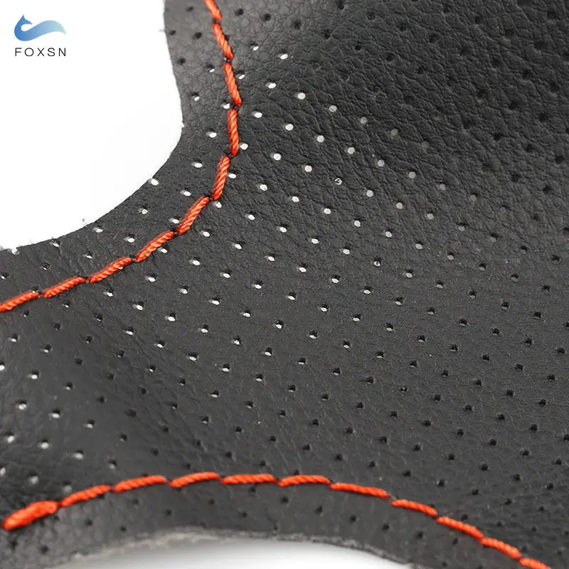 Car Inner Steering Wheel Cover Perforated Leather Trim For Audi A2 8Z A3 8L Sportback 2000-2005 A4 B5 B6 A6 C5 A8 D2 S4 4-spoke - view 4