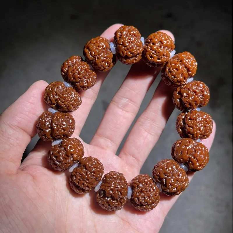 Authentic Nepalese large diamond bodhi bracelet with aged finish, five-petal dragon pattern, original seed, men's single-lo