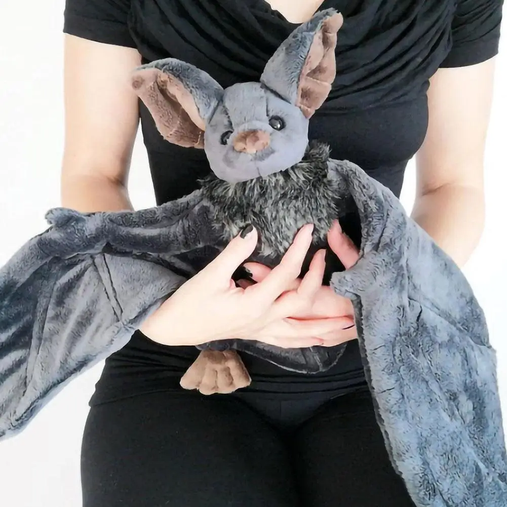 Lovely Grey Bat Plush Stuffed Bat Doll Plush Throw Pillow For Boys and Girls Christmas Halloween Decoration Holiday Gifts