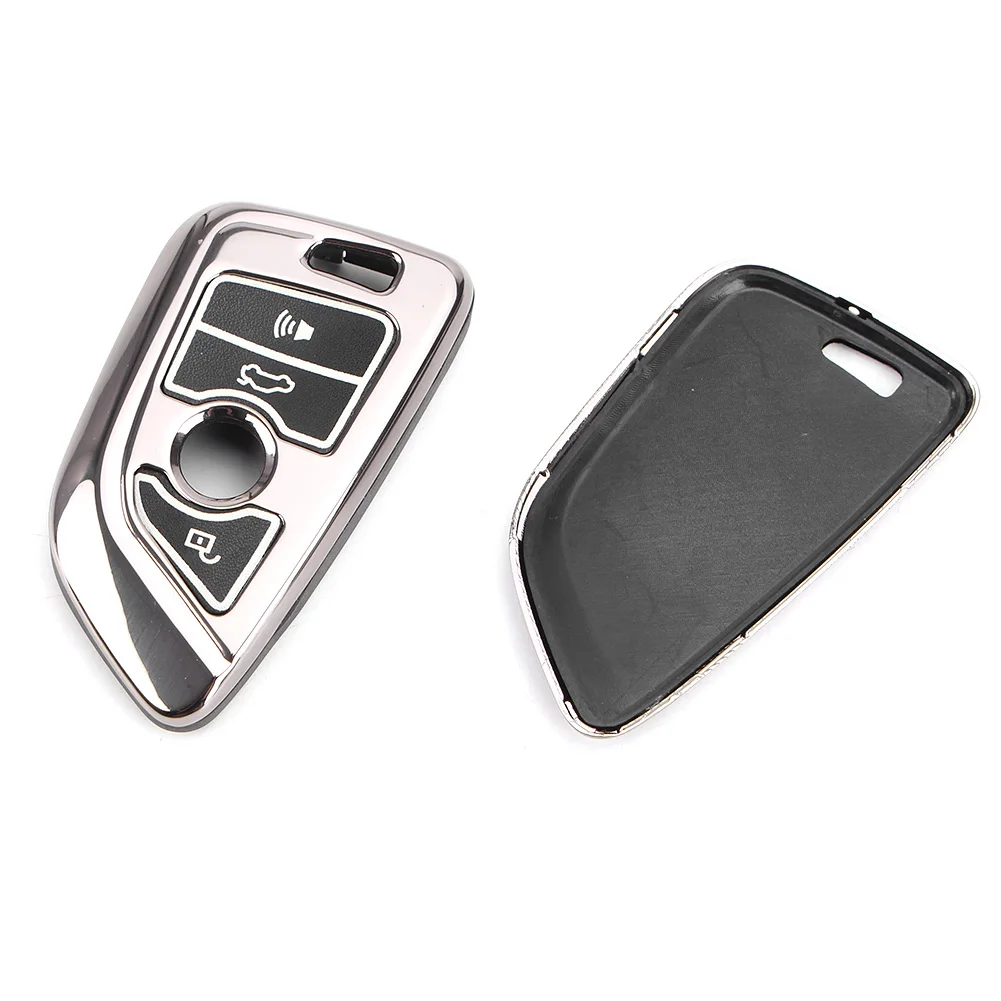 Car 4 Button Metal Key Shell Remote Keyless Key Cover Case For BMW X Series X1 X5 X6 Silver