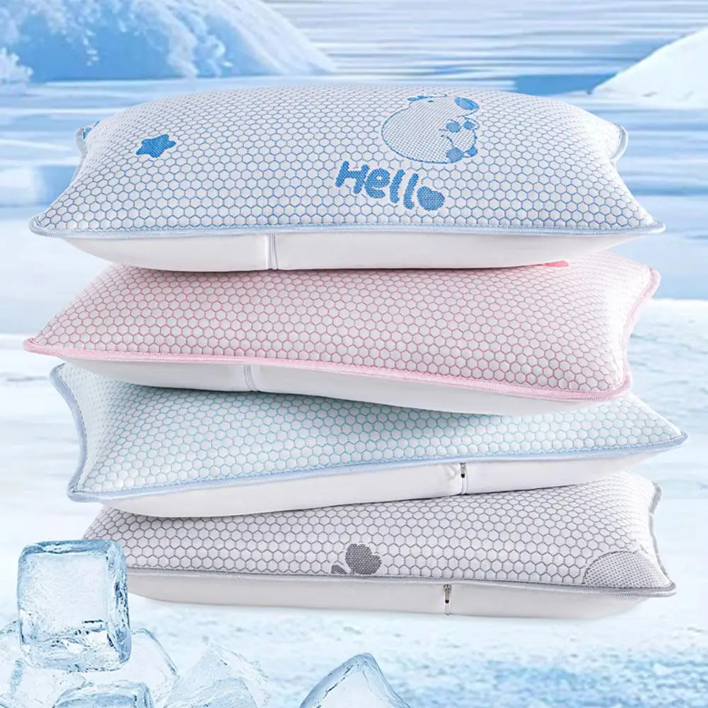 Summer Ice Silk Cooling Pillowcase Cute Pattern Breathable Pillow Cover Cool Touch Washable Bedding For Home Bedroom