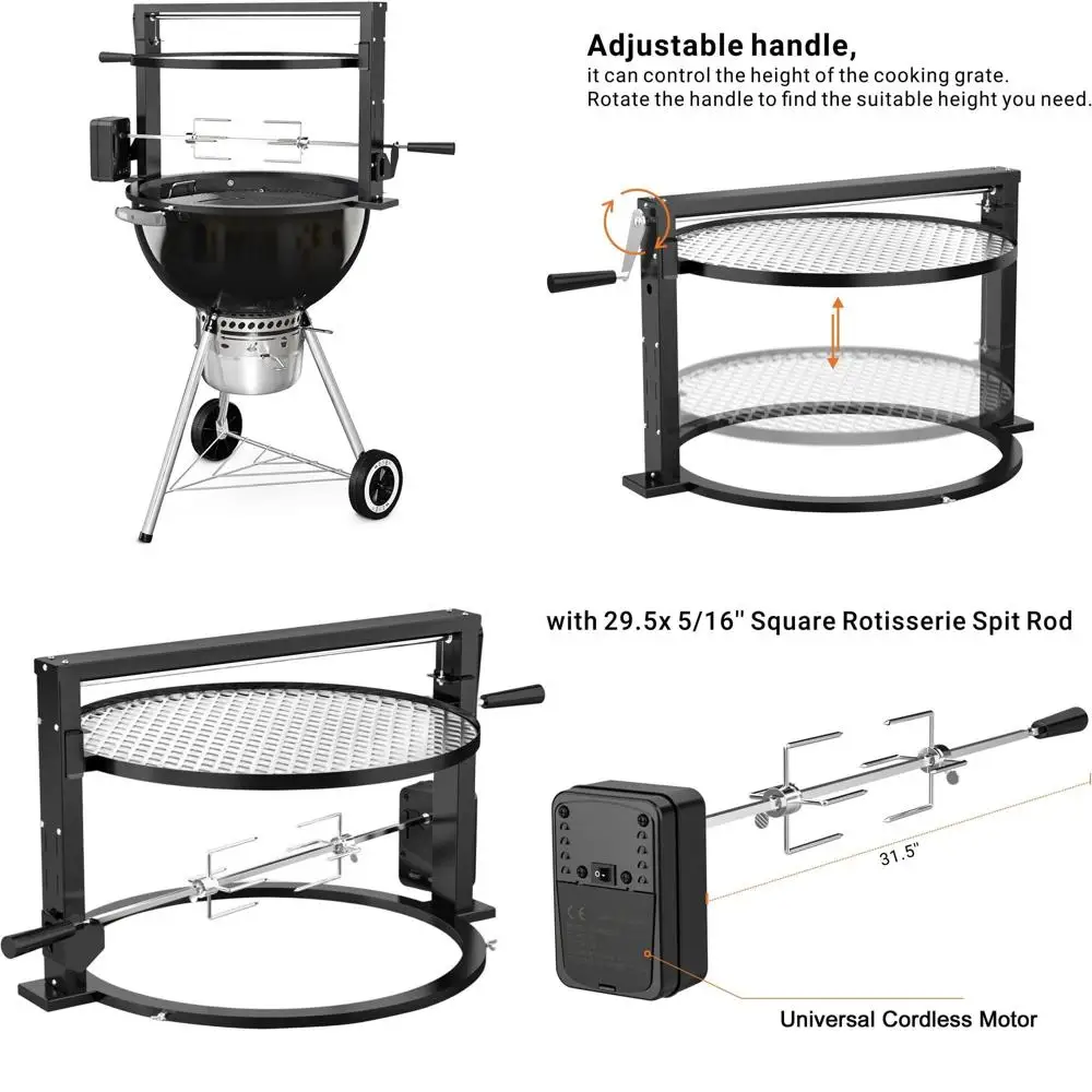 

Регулируемая система гриля для 22-дюймовых чайных грилей — насадка для гриля в стиле Santa Maria — глобальный патент