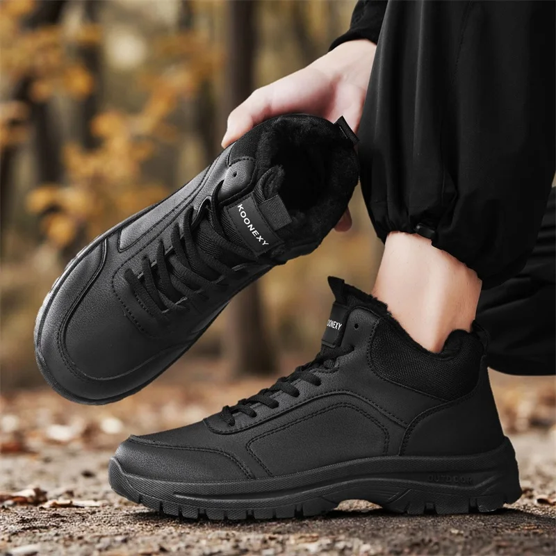 الشتاء الرجال الأحذية الدافئة أفخم الرجال الثلوج الأحذية في الهواء الطلق الرجال المشي لمسافات طويلة حذاء من الجلد أحذية عمل عالية الجودة الشتاء عدم الانزلاق أحذية رياضية #6