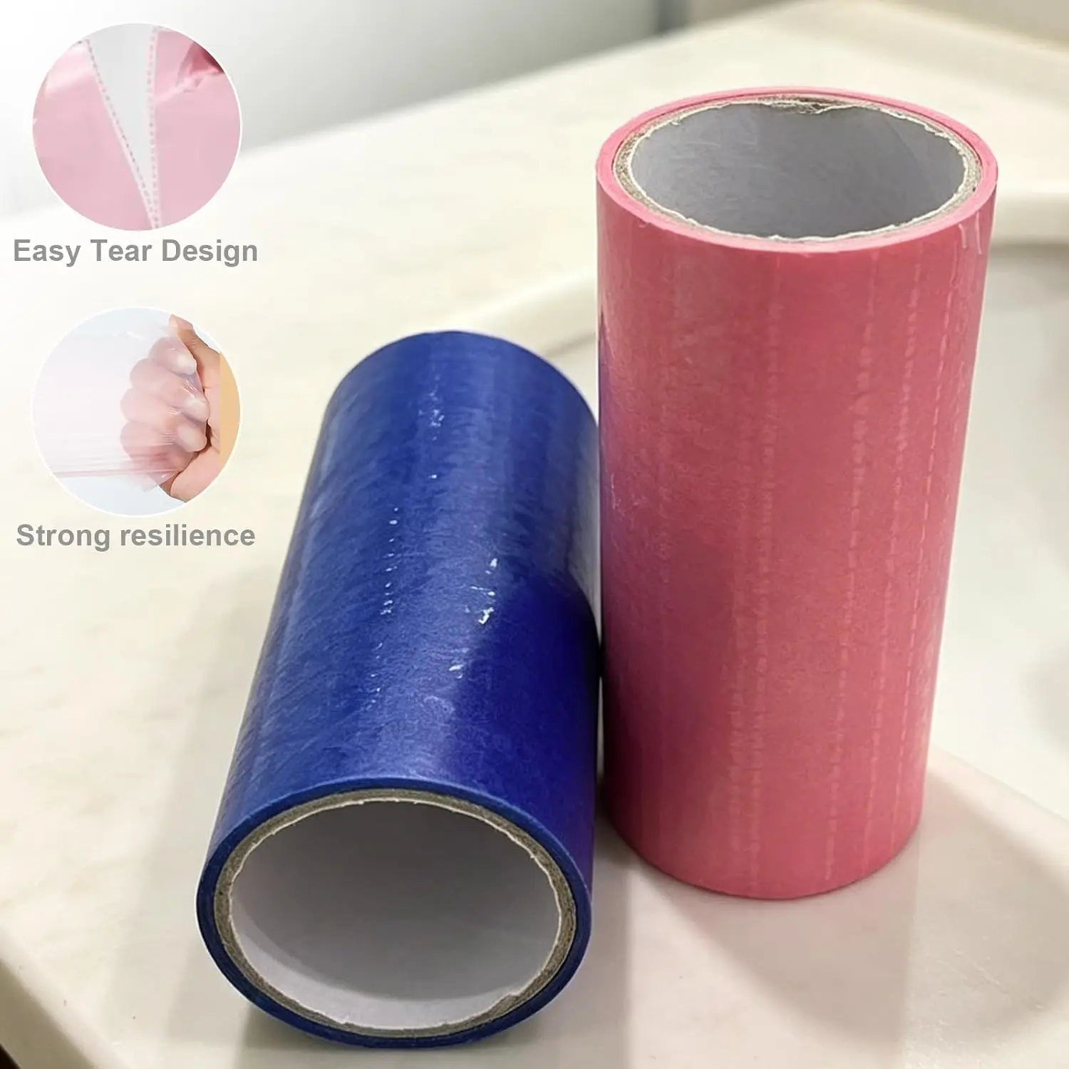 Two-Roll Pack Travel Disposable Isolation Film – Travel Dirt Prevention Barrier Tape for Toilet Seats, Door Knob, Faucet Handle