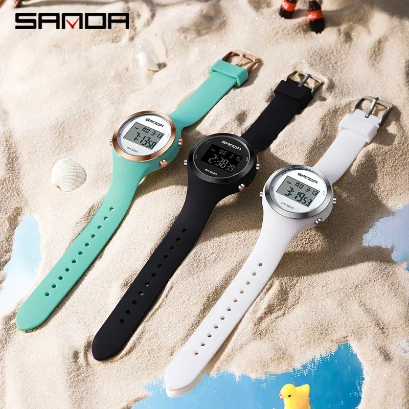 SANDA Fashion Digital Movement Teenager Students Hand Clock Trendy Outdoor Sports Water Resistant Mode Wrist Stop Children Watch