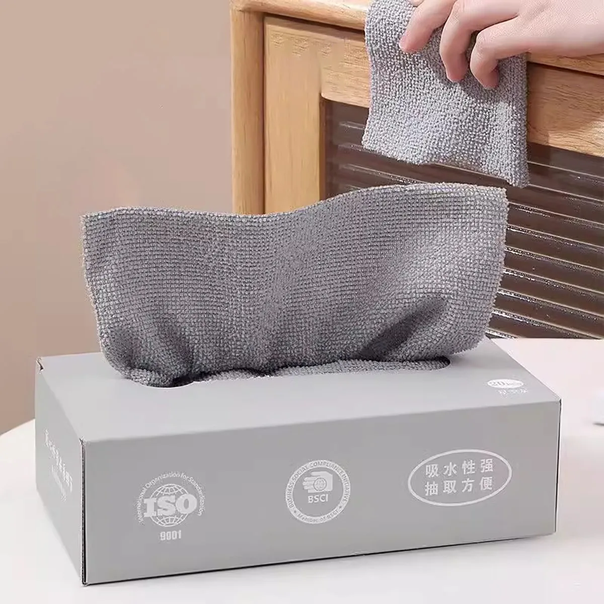20pcs/box Pull-out Disposable Rags for Kitchen Household Absorbent Microfiber Scouring Pad