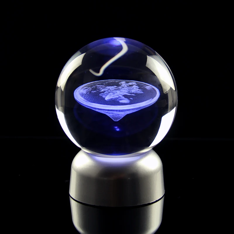 Modelo de avión de la tierra, bola de cristal con Base LED de colores, luz nocturna, recuerdo, regalos de cumpleaños, adorno de decoración del hogar