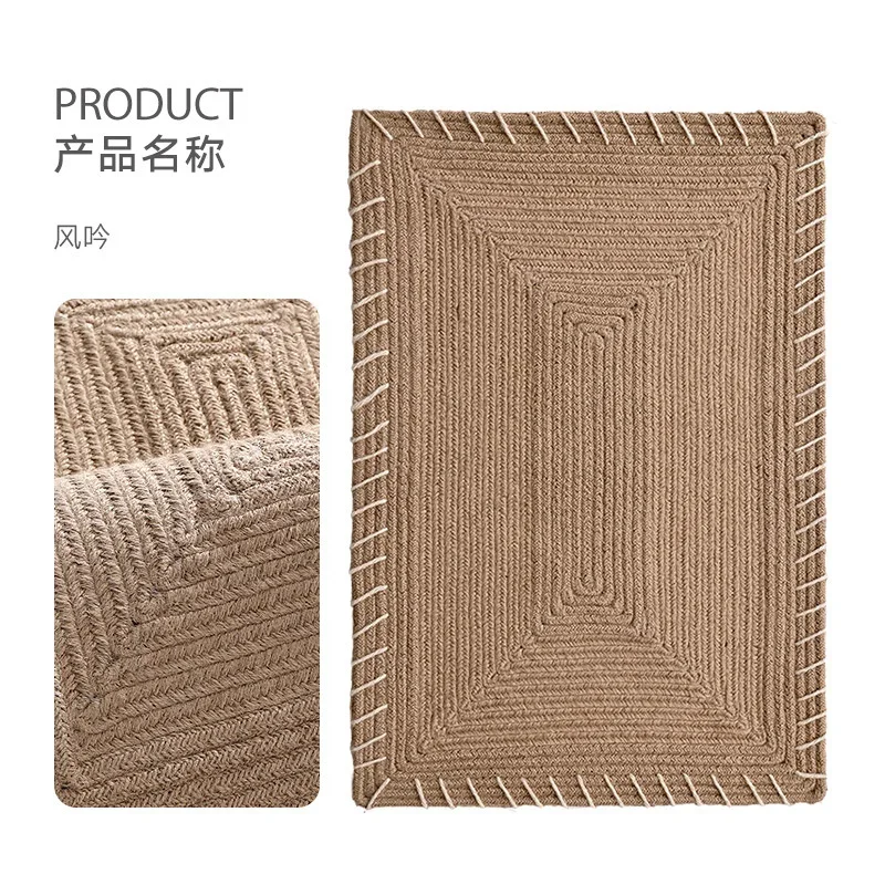60x90cm Handmade Jute Rug Thick Braided Floor Mat Non Slip Bedroom Entryway Porch Door Foot Mat Nordic Home Room Decor