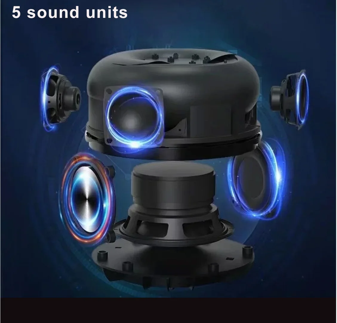 Powerful Desktop Bluetooth Speaker with 5 Sound Unit Stereo Surround Sinking Subwoofer Fantasy Atmosphere Light Effect Soundbox