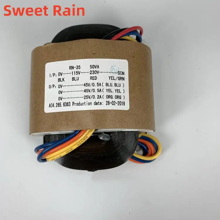 

Силовой трансформатор R-типа 115 В-230 В, 50 Вт, двойной, 45 В + 25 В, аудиотрансформатор для крупного рогатого скота, медный провод, высокое качество, R-Core, 45 В x 2 + 25 В