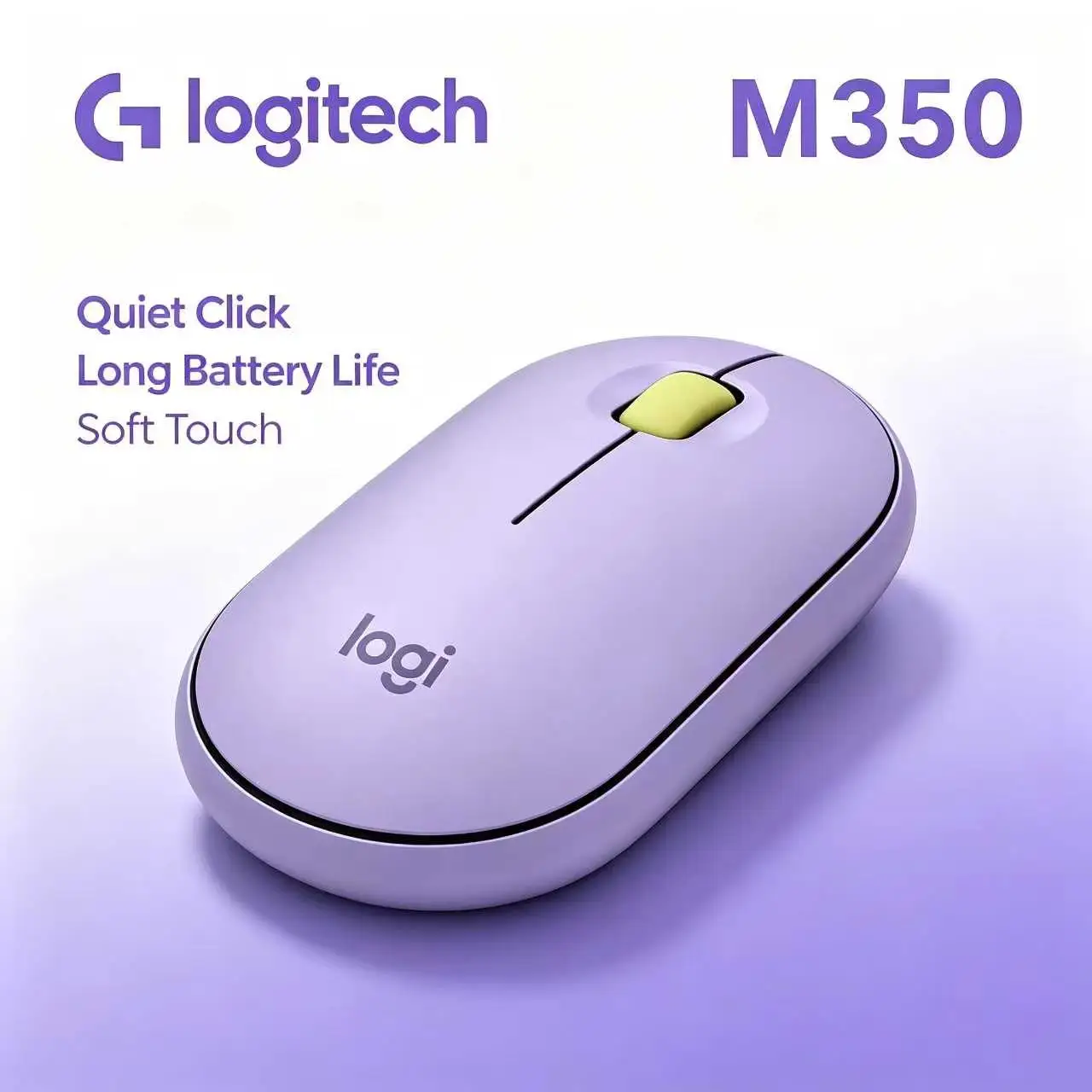 Logitech M350 Pebble Wireless Mouse Slim Flat Design Silent Click Mouse For Tablet iPad Macbook Laptop