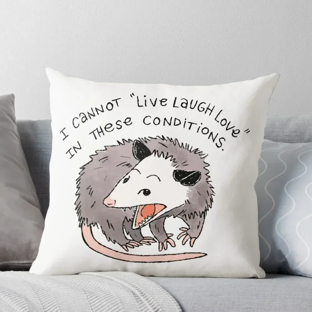 Opossum Live Laugh Love Throw Pillow Pillowcases For Pillows Luxury Pillow Cover Pillows Aesthetic pillow