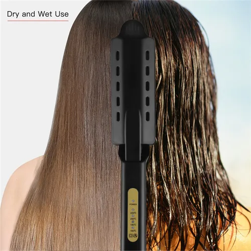 Imagen 1 del producto planchas para el cabello profesional de aleación de titanio, placa ancha plana, alisadora de temperatura ajustable, herramienta de estilismo plancha de pelo