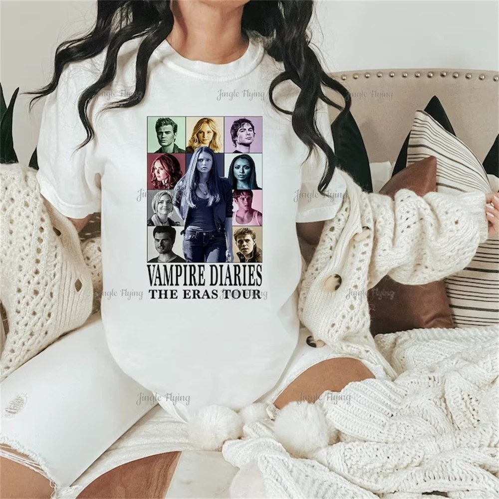 Vampire Diaries Print T-Shirt The Eras Tour Shirt Damon Salvatore Stephan Elena Print Era Tour Merch Gift Tshirt