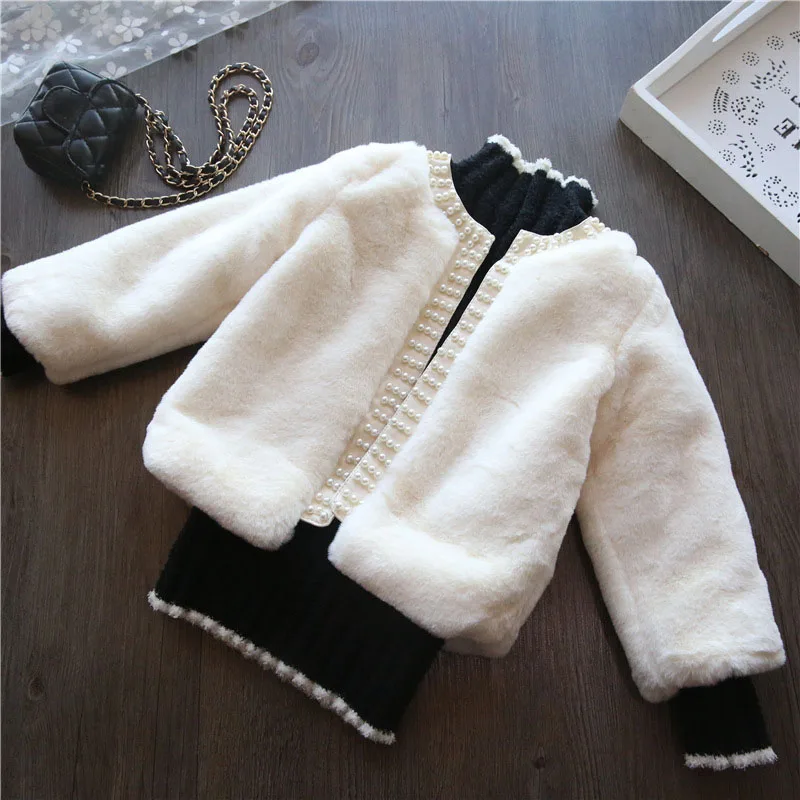 Girls'  Coat Autumn And Winter Imitation Fur Coat 2023 New Plush Children's Jacket Fashion Cardigan Princess Style Clothing