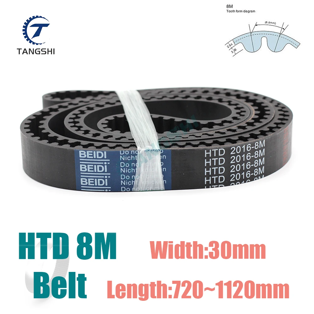HTD 8M Closed Loop Timing Belt Width 30mm Length 720 728 736 744 752 760 768 776 784 792 800 808 816 1048 1064 1088 1096~1120mm
