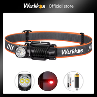 Wurkkos HD12 850 Lumens Rechargeable 14500/AA Headlamp with Red Light Flashlight with Magnet Tail for Camping Hiking Fishing