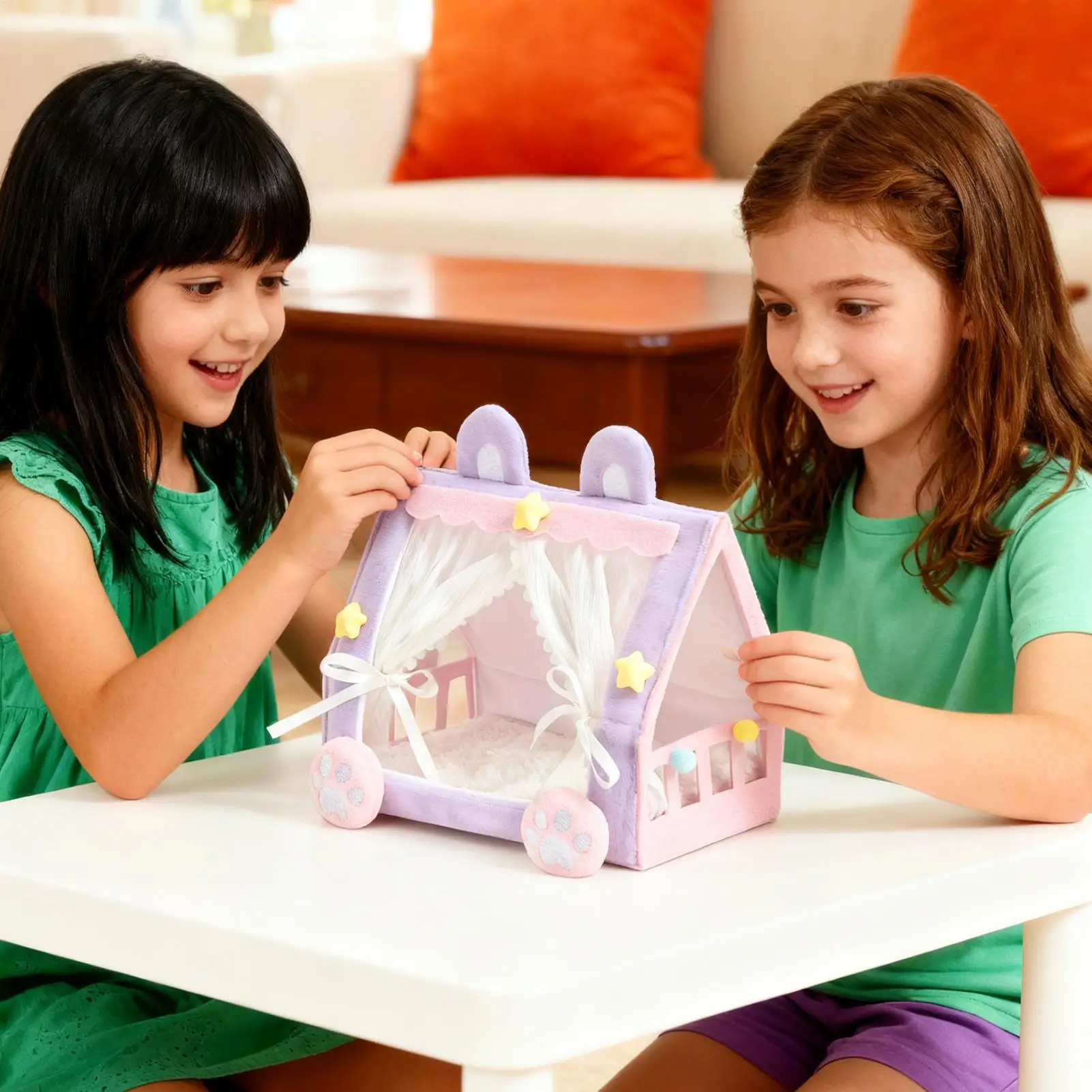 Culla per bambole Adorabile casa in miniatura Tenda Design Culle giocattolo per bambole per ragazze Bambini piccoli Giocano a la scuola materna Fai finta di giocare a casa