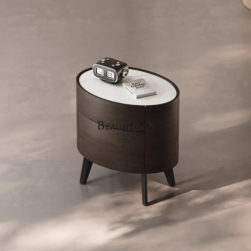

yj21 Premium oval bedside table simple bedroom creative bedside storage cabinet