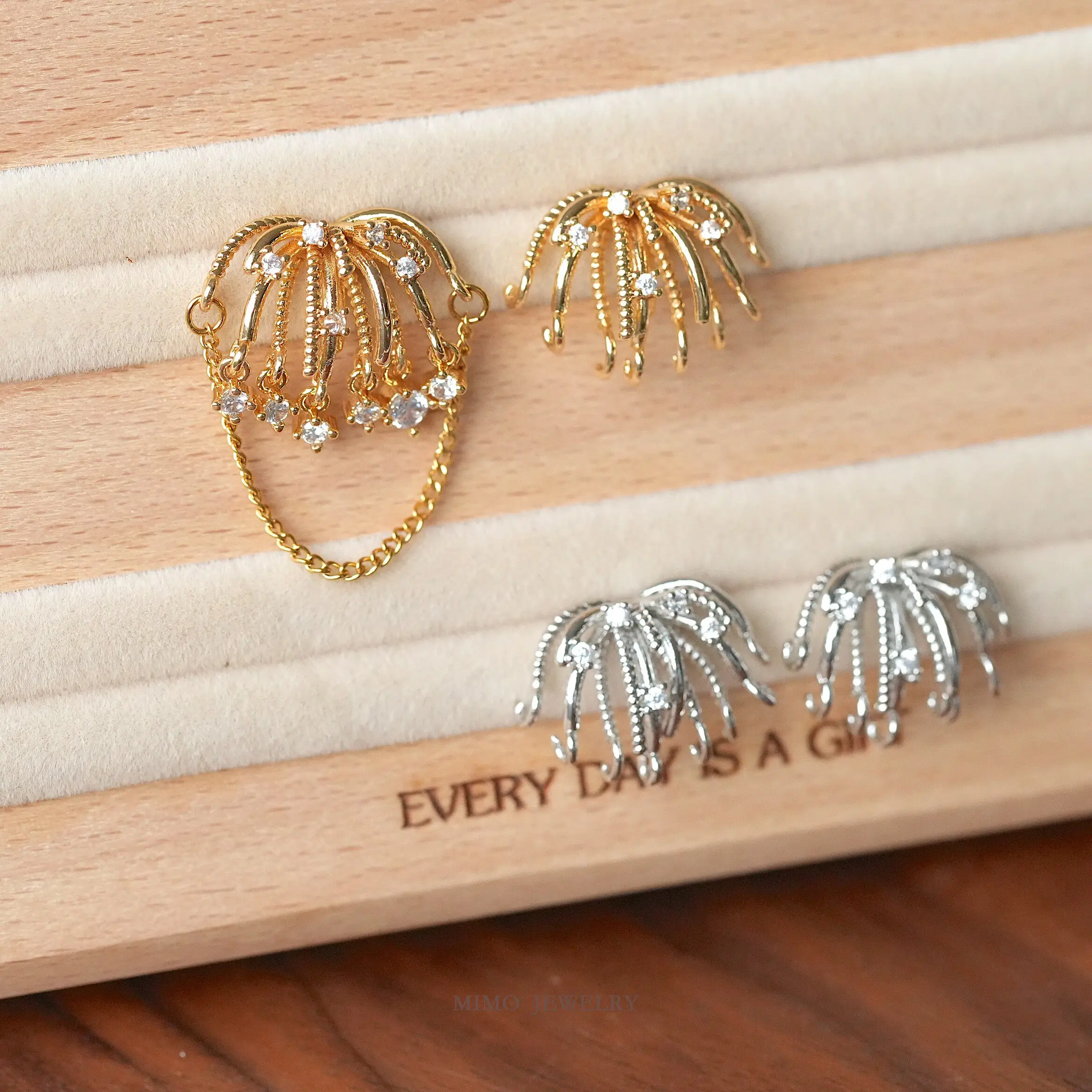 

Copper Plated Gold Bloom Zirconium 925 Silver Needle Earrings Clips DIY Earrings Making Supplies Jewelry Accessories