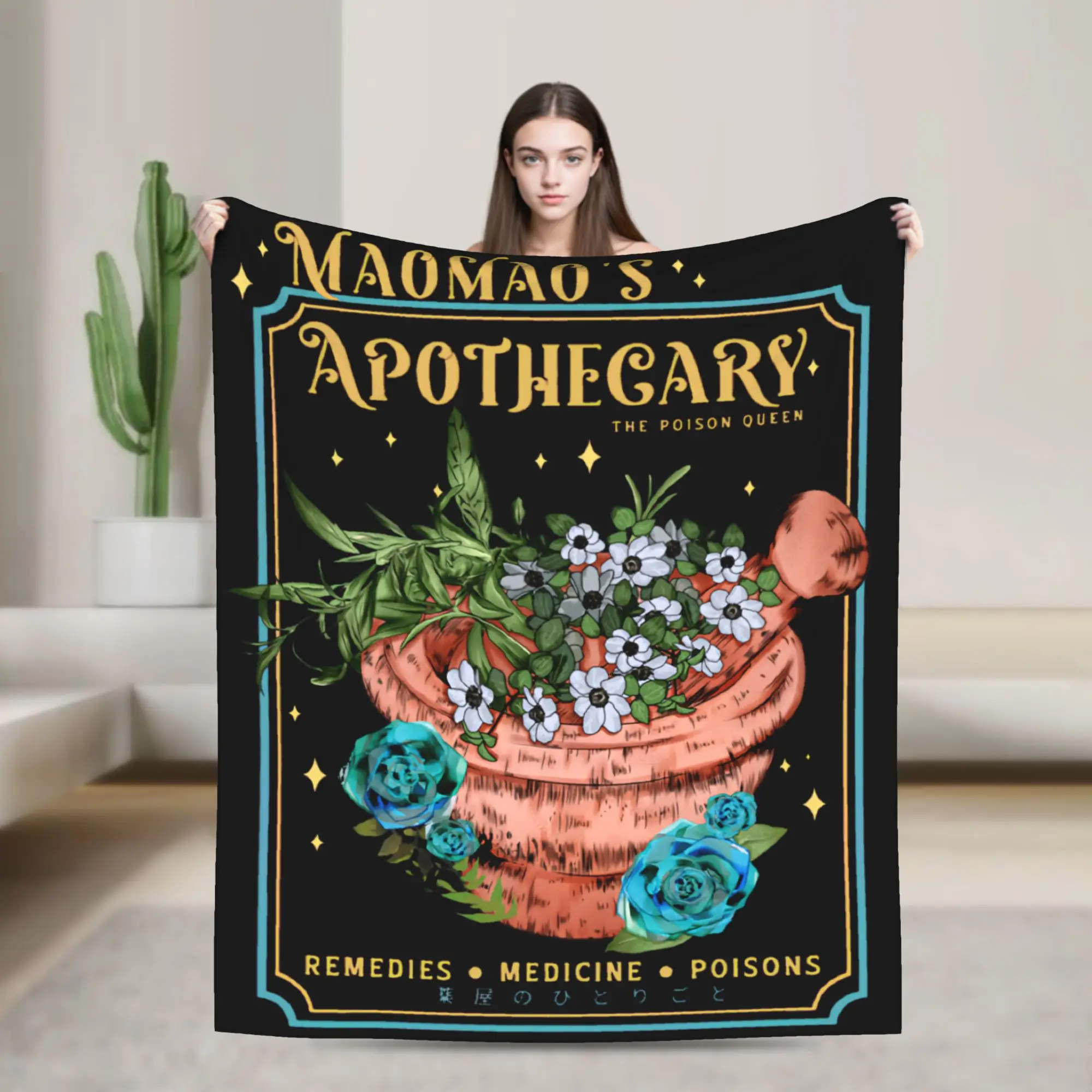 Doodle Maiden Services Flannel Blanket The Apothecary Diaries Anime Throw Blanket for Sofa Bedding Lounge Bedspreads