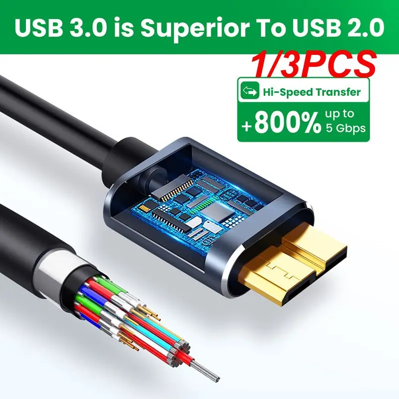 1/3PCS Cable Connector Micro B USB C 3.0 Cable Type-C To USB 3.0 Micro B 5Gbps External Hard Drive Cable For Hard Drive Computer