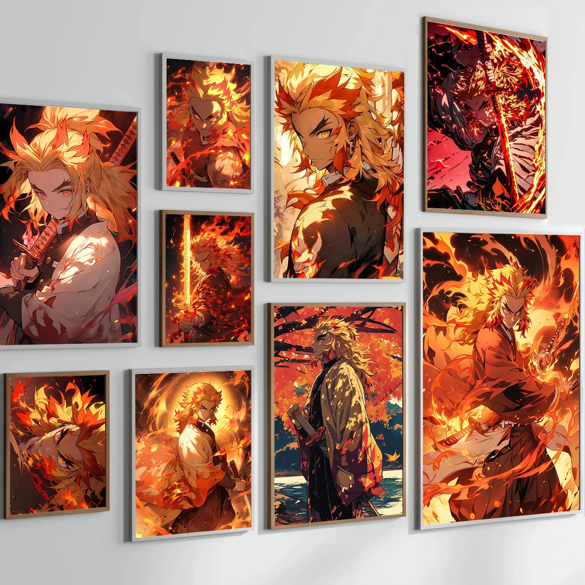 

Kyojuro Rengoku Self-adhesive Poster Anime Wallpaper Figures HD Decor Home Decoration Painting Cartoons D-Demon Slayer Kid Gift