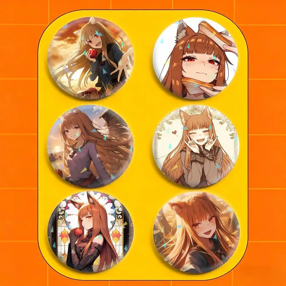 S-Spice and Wolf Holo 32/44/58mm Handmade Pins Round Brooch Badge Backpacks Clothes Jewelry Gifts