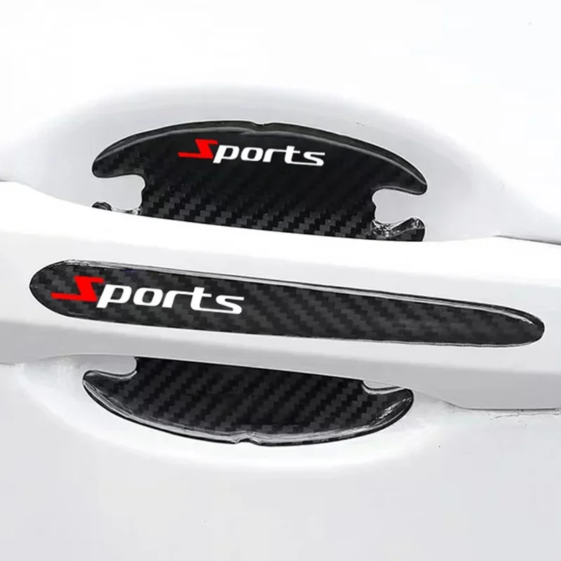 8 قطعة مقبض باب السيارة المضادة للخدش ملصق ألياف الكربون باب السيارة السلطانية مقبض حامي الطلاء خدش حماية غطاء الزخرفية #4