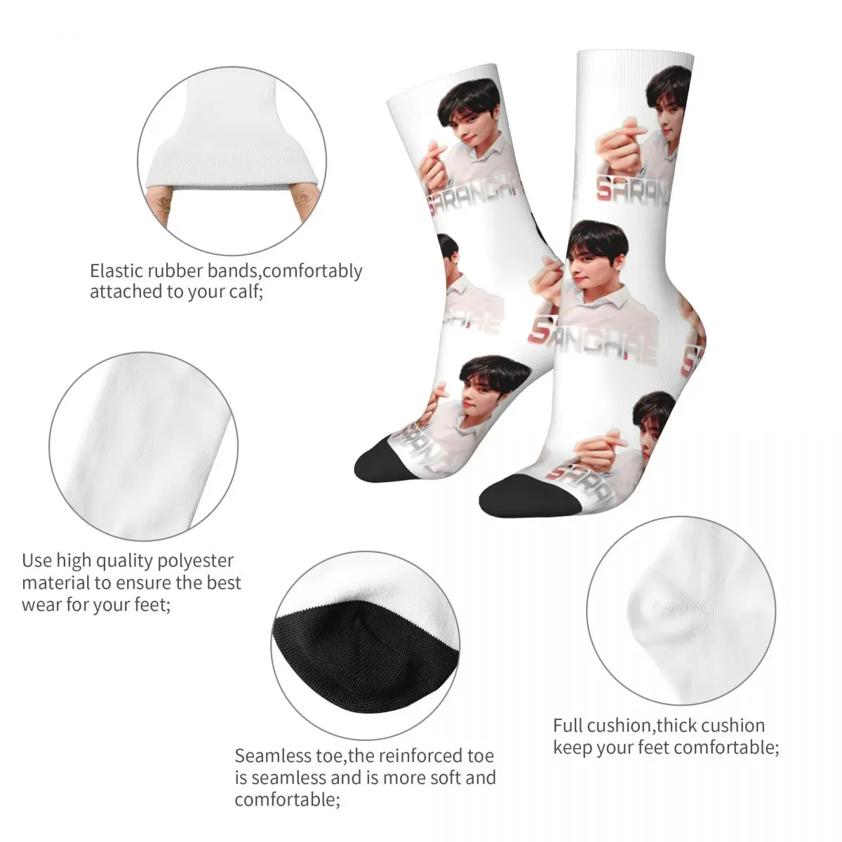 Cha Eun Woo Hearts Kpop Fans Middle Socks for Women Men Merchandise Spring Autumn Winter k-pop idol Cute Long Socks Breathable